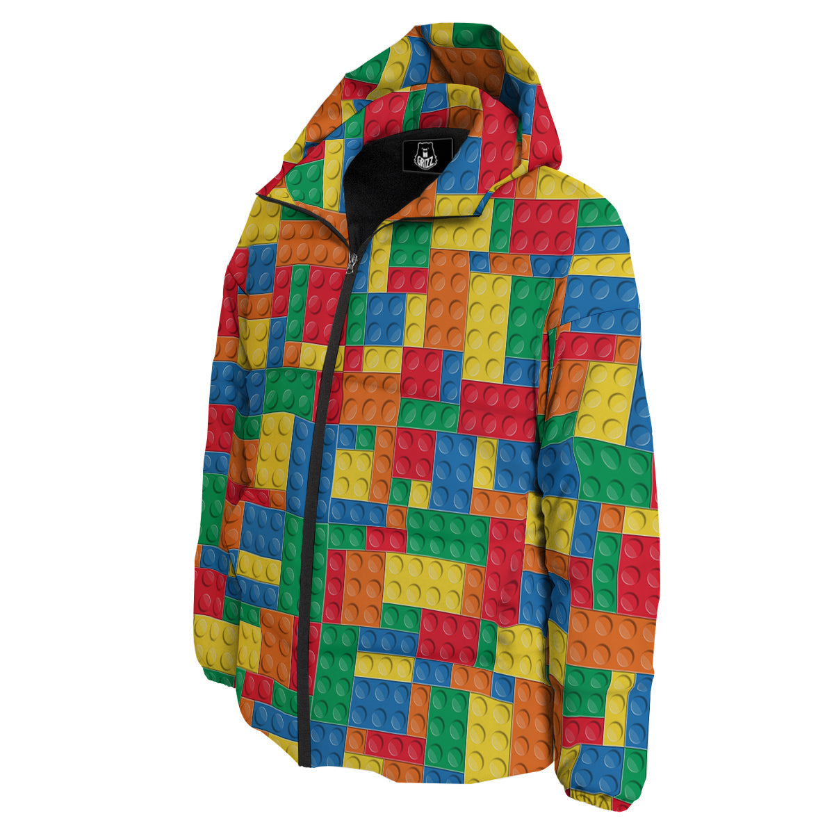 Building Blocks Colorful Plastic Print Down Jacket-grizzshop