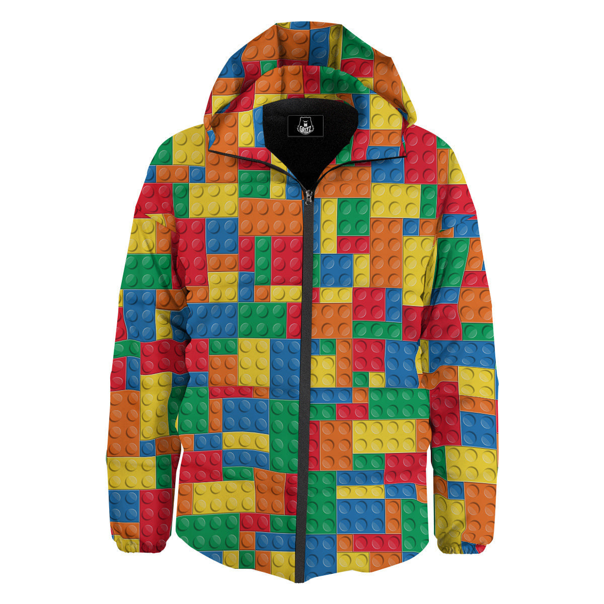 Building Blocks Colorful Plastic Print Down Jacket-grizzshop
