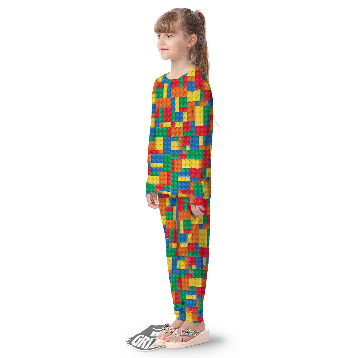 Building Blocks Colorful Plastic Print Kid's Pajamas-grizzshop
