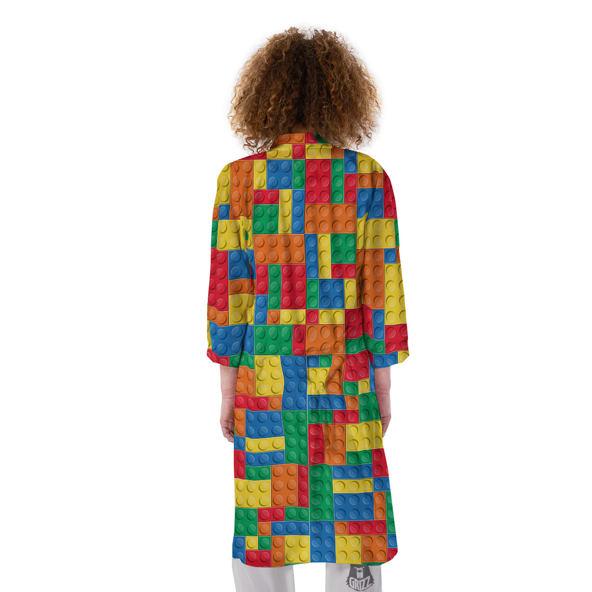 Building Blocks Colorful Plastic Print Kimono-grizzshop