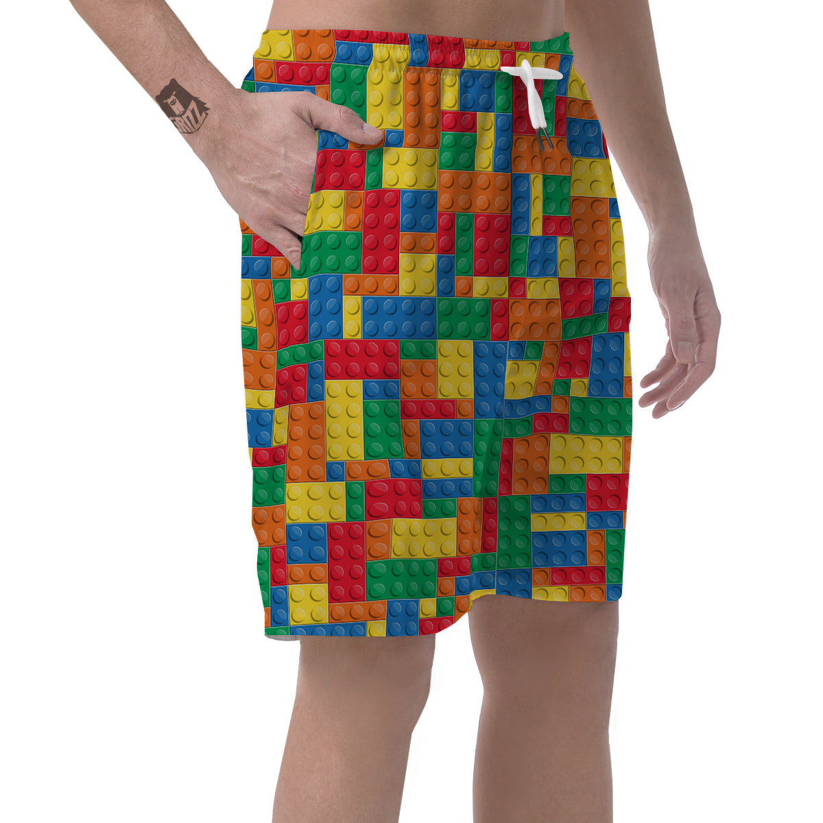 Building Blocks Colorful Plastic Print Men's Shorts-grizzshop