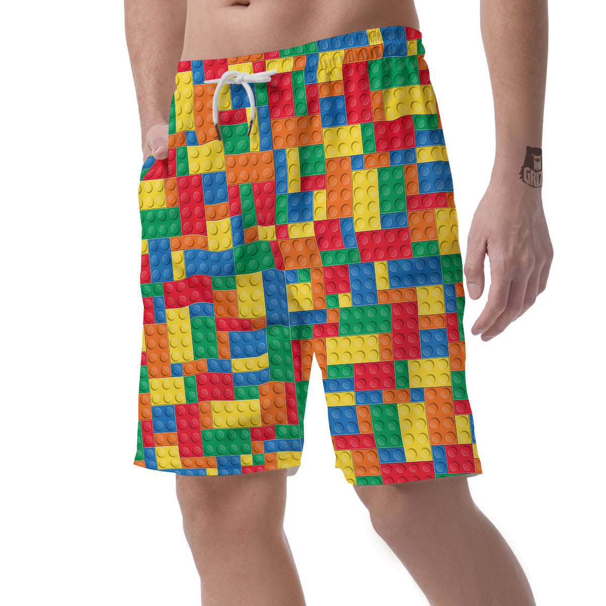Building Blocks Colorful Plastic Print Men's Shorts-grizzshop