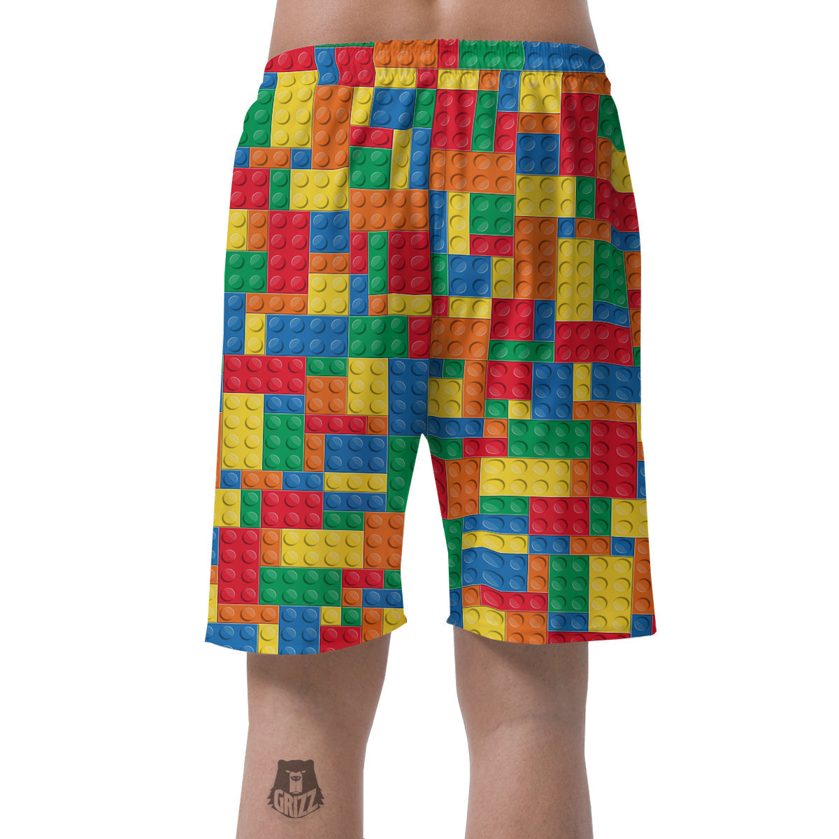 Building Blocks Colorful Plastic Print Men's Shorts-grizzshop
