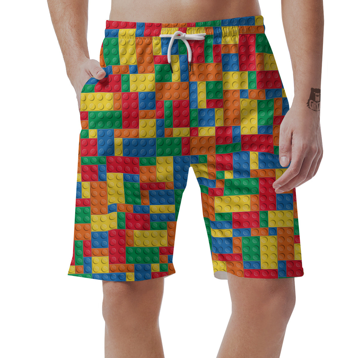 Building Blocks Colorful Plastic Print Men's Shorts-grizzshop