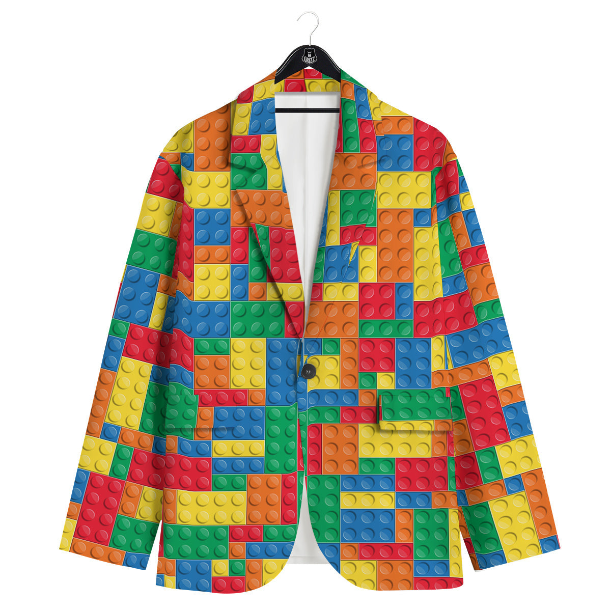 Building Blocks Colorful Plastic Print Men's Sport Coat-grizzshop
