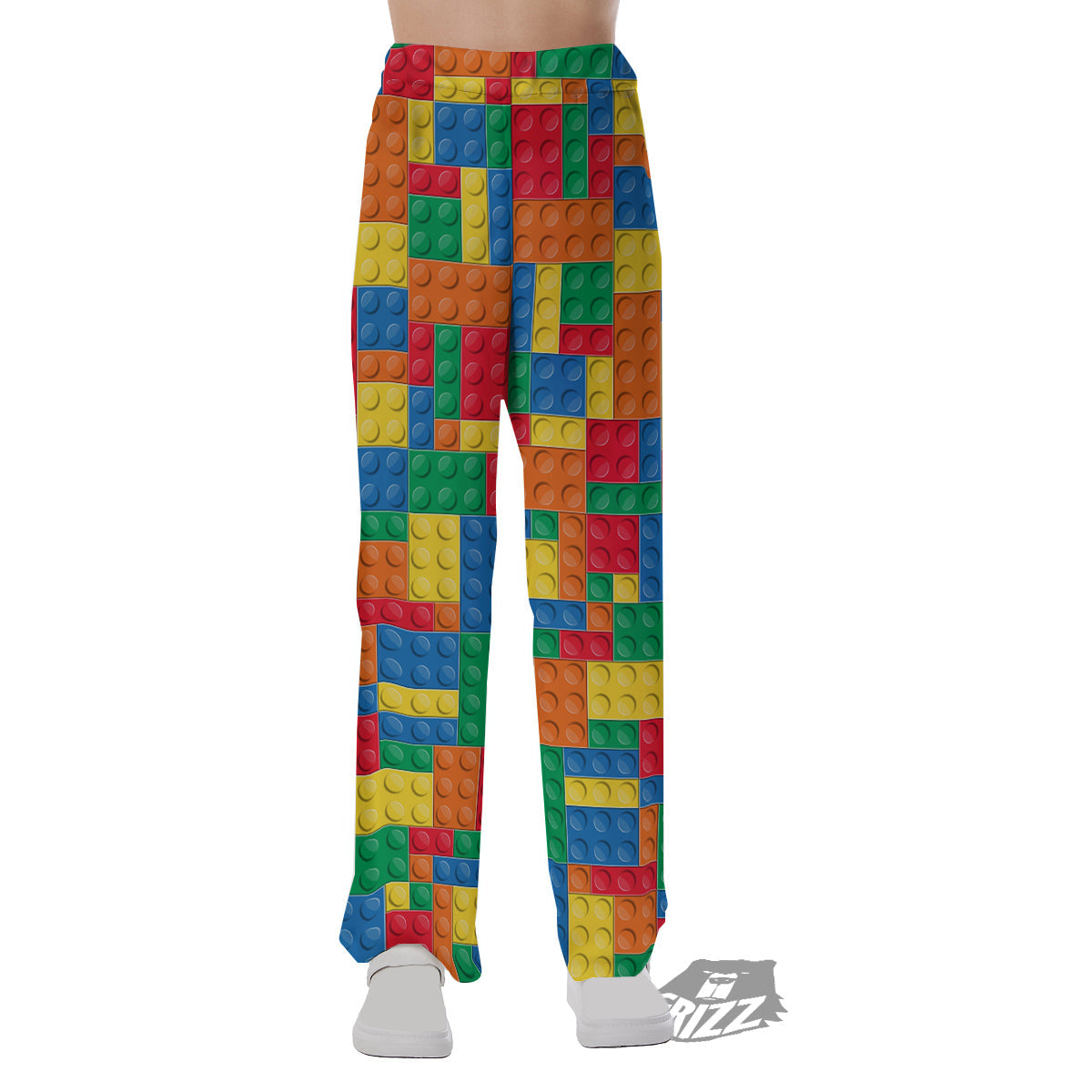 Building Blocks Colorful Plastic Print Pajama Pants-grizzshop