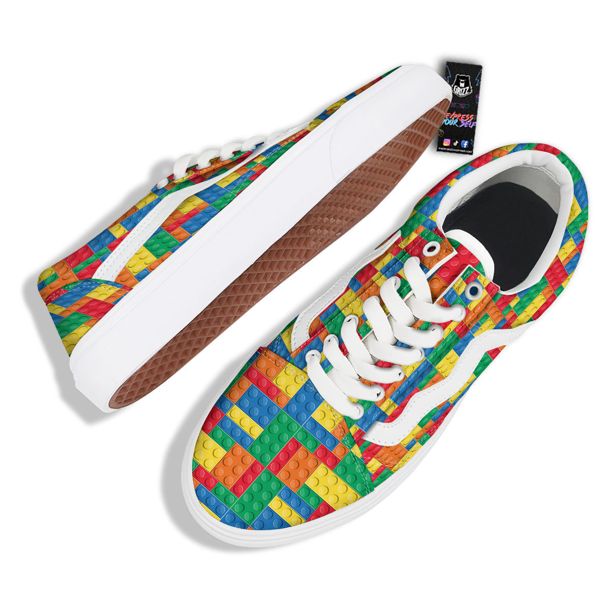Building Blocks Colorful Plastic Print Skate Shoes-grizzshop