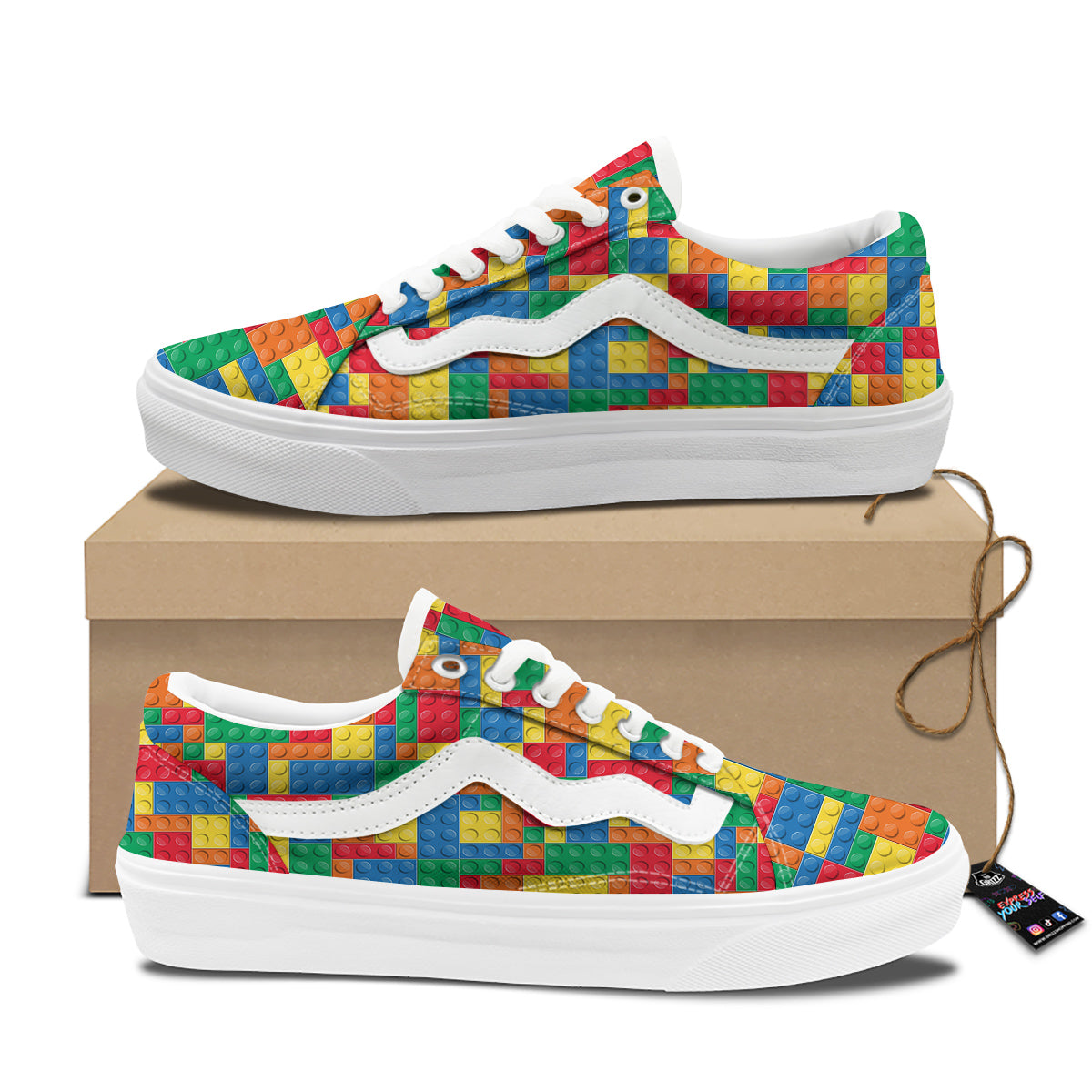 Building Blocks Colorful Plastic Print Skate Shoes-grizzshop