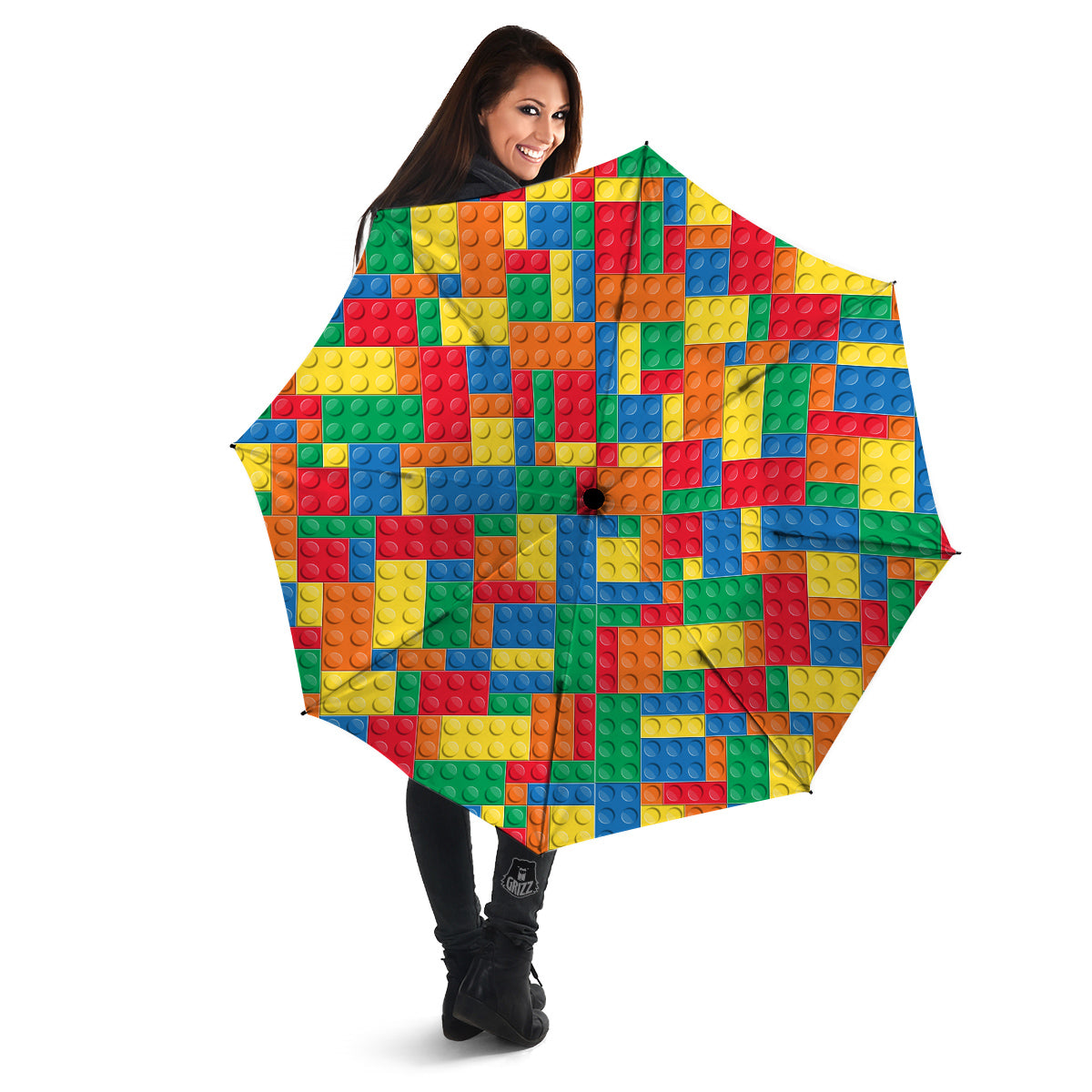Building Blocks Colorful Plastic Print Umbrella-grizzshop