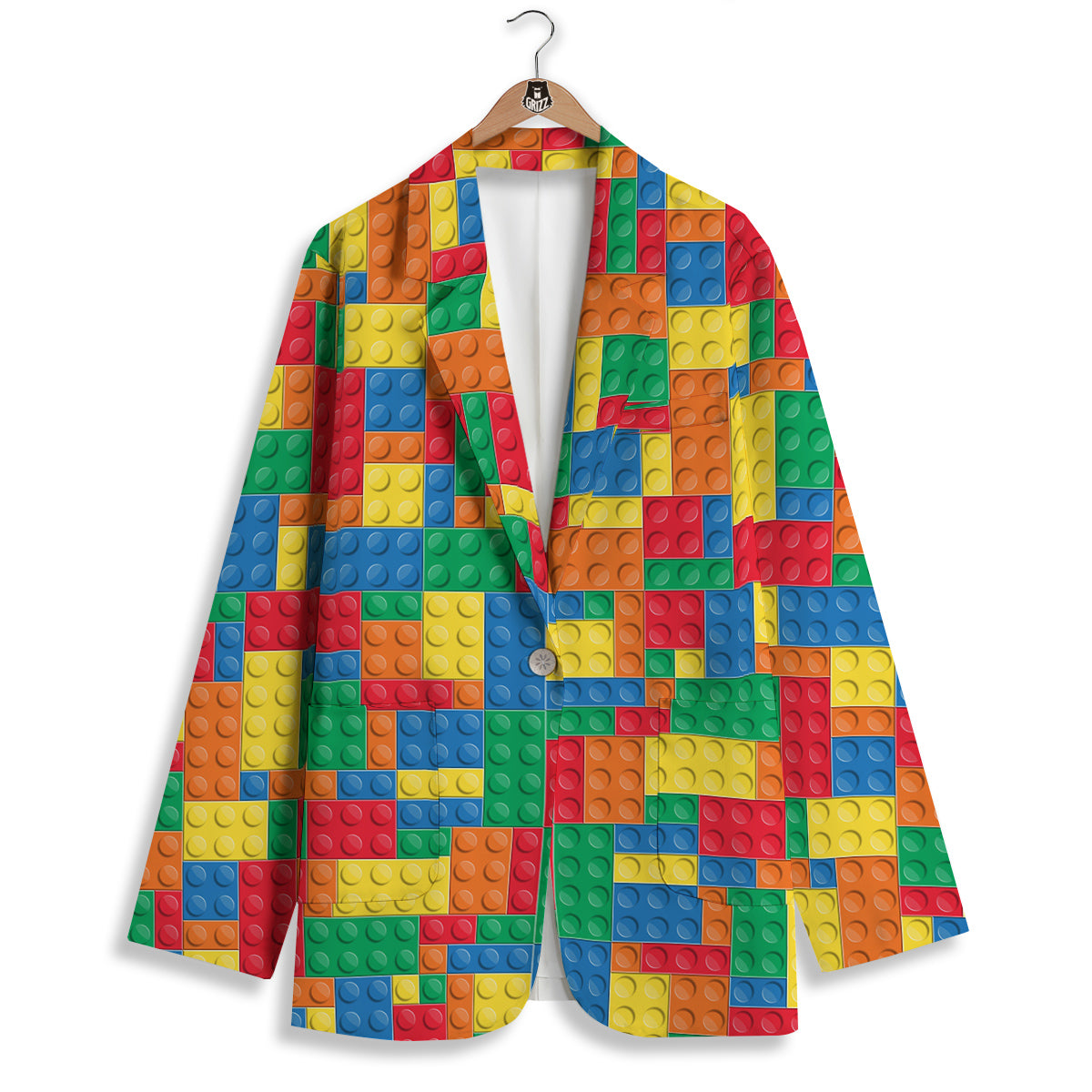 Building Blocks Colorful Plastic Print Women's Blazer-grizzshop