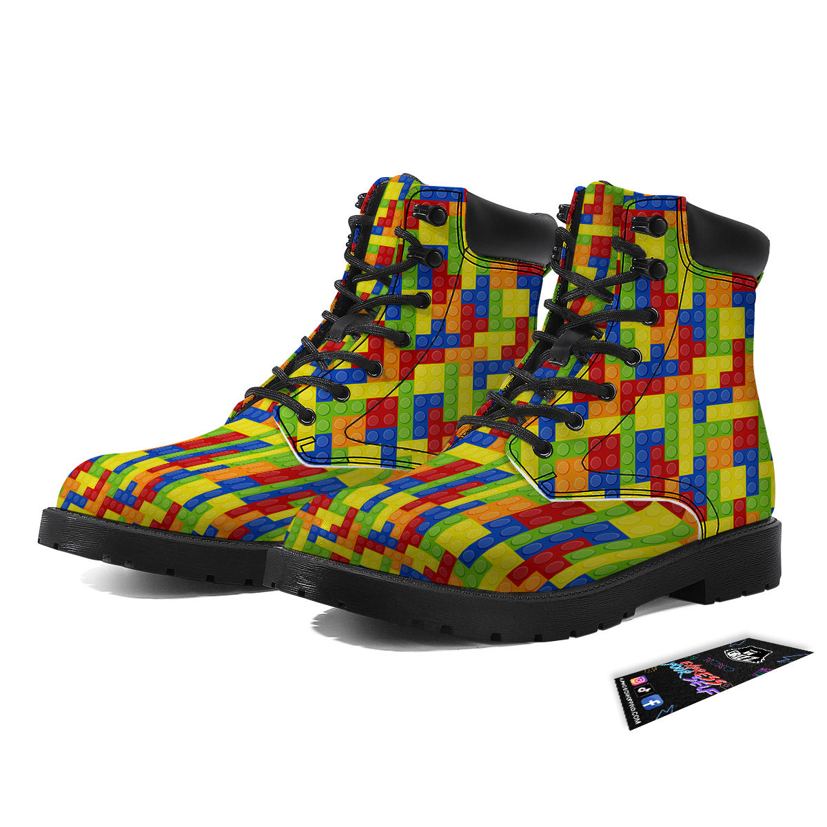 Building Blocks Colorful Print Pattern Boots-grizzshop