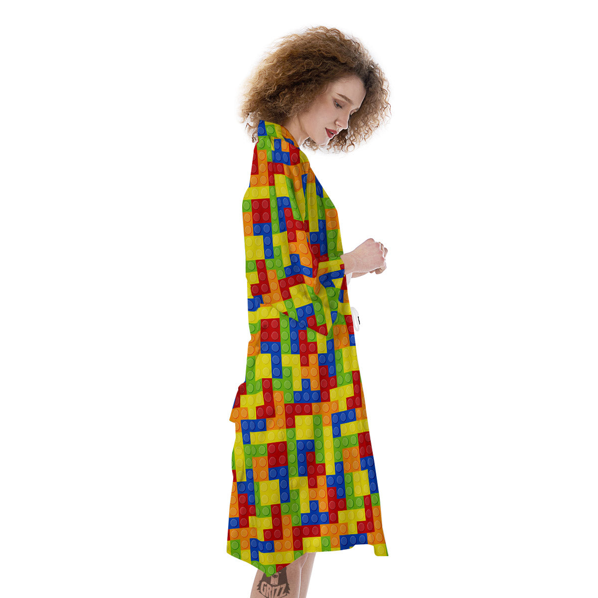 Building Blocks Colorful Print Pattern Kimono-grizzshop