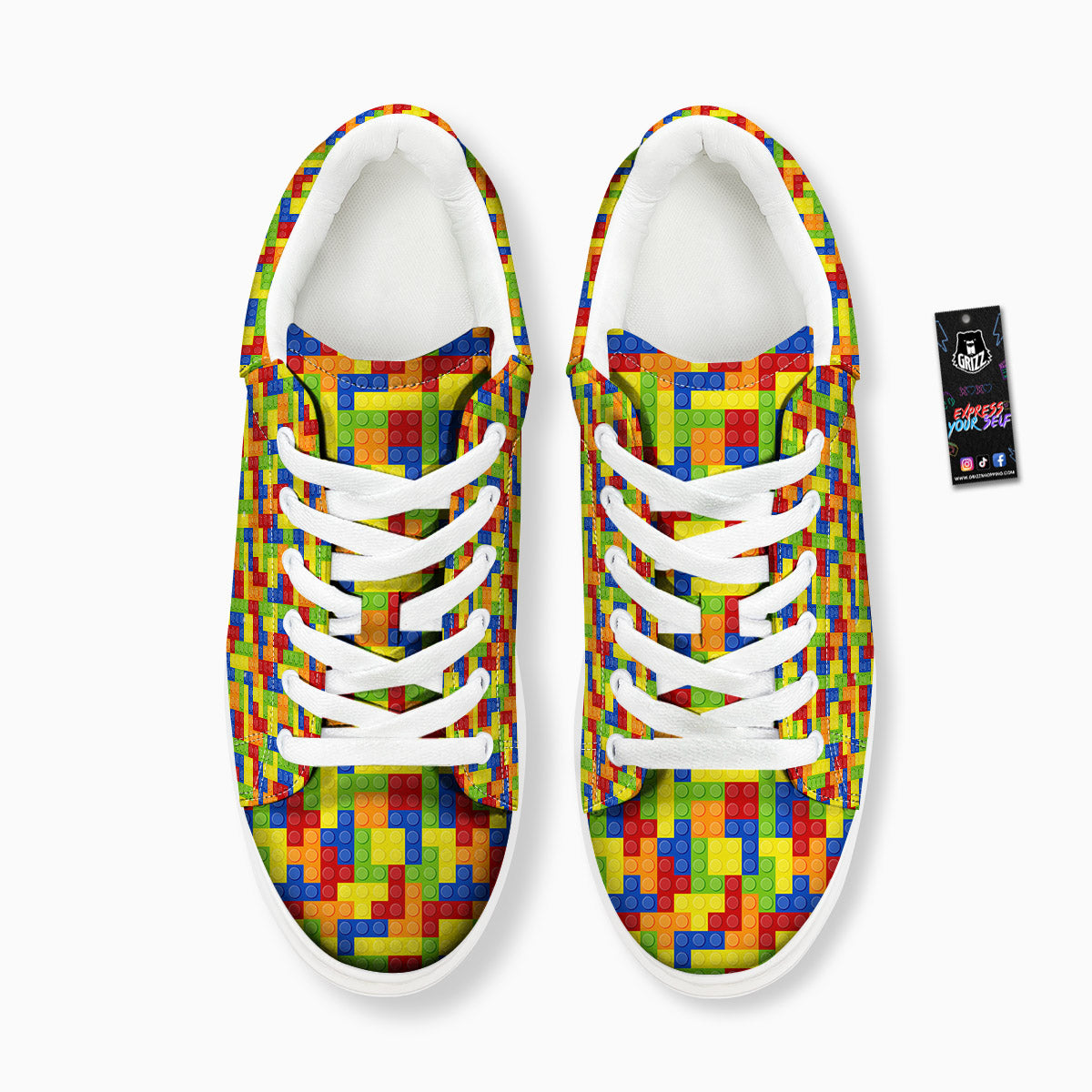 Building Blocks Colorful Print Pattern Platform Shoes-grizzshop