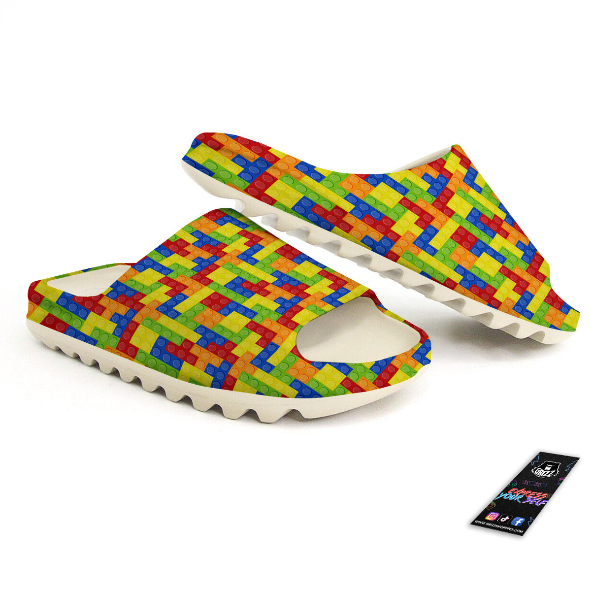 Building Blocks Colorful Print Pattern Sandals-grizzshop