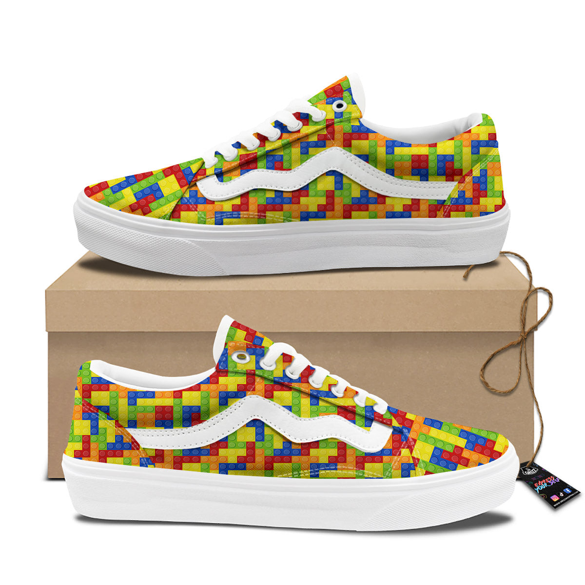 Building Blocks Colorful Print Pattern Skate Shoes-grizzshop