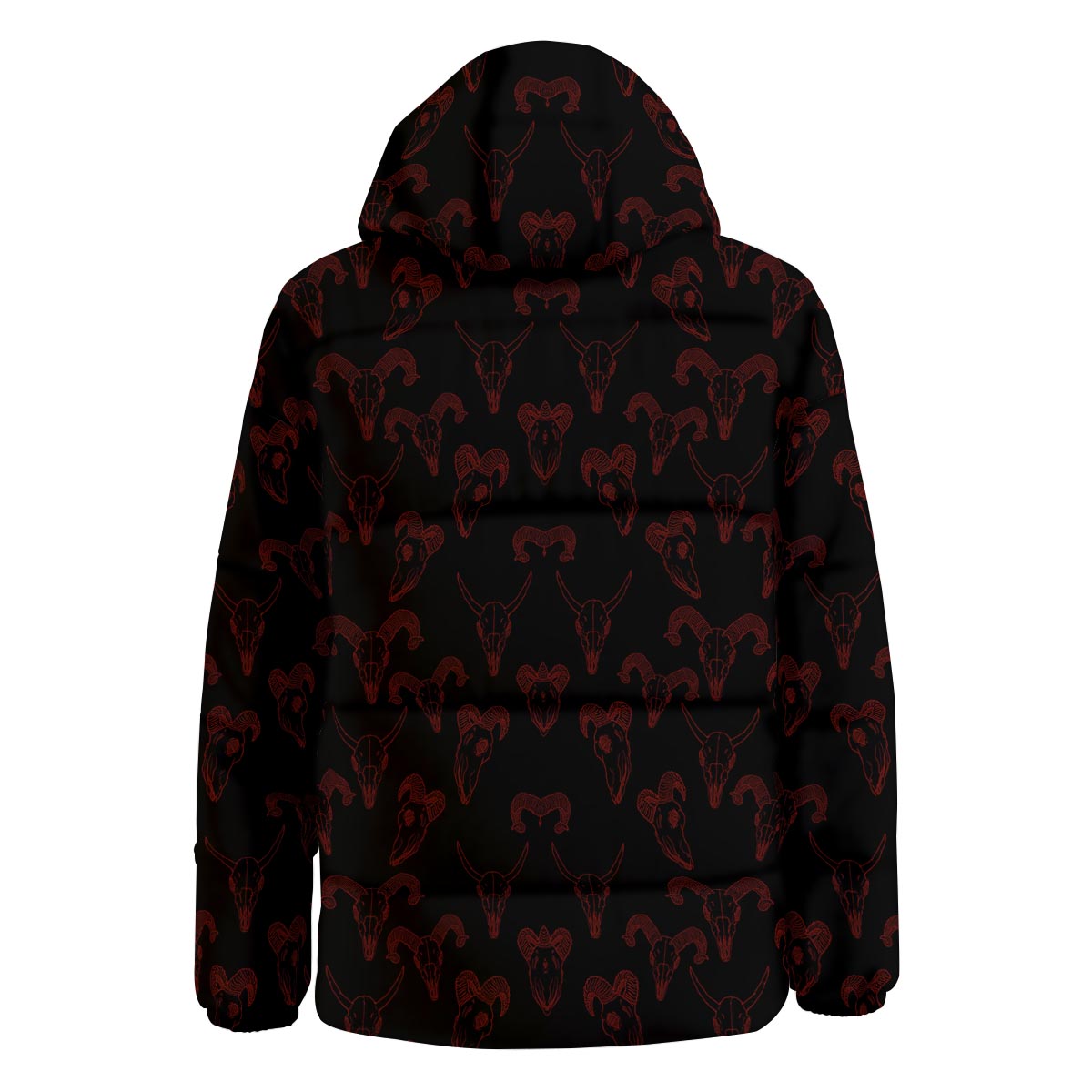Bull Skull Black And Red Print Pattern Down Jacket-grizzshop