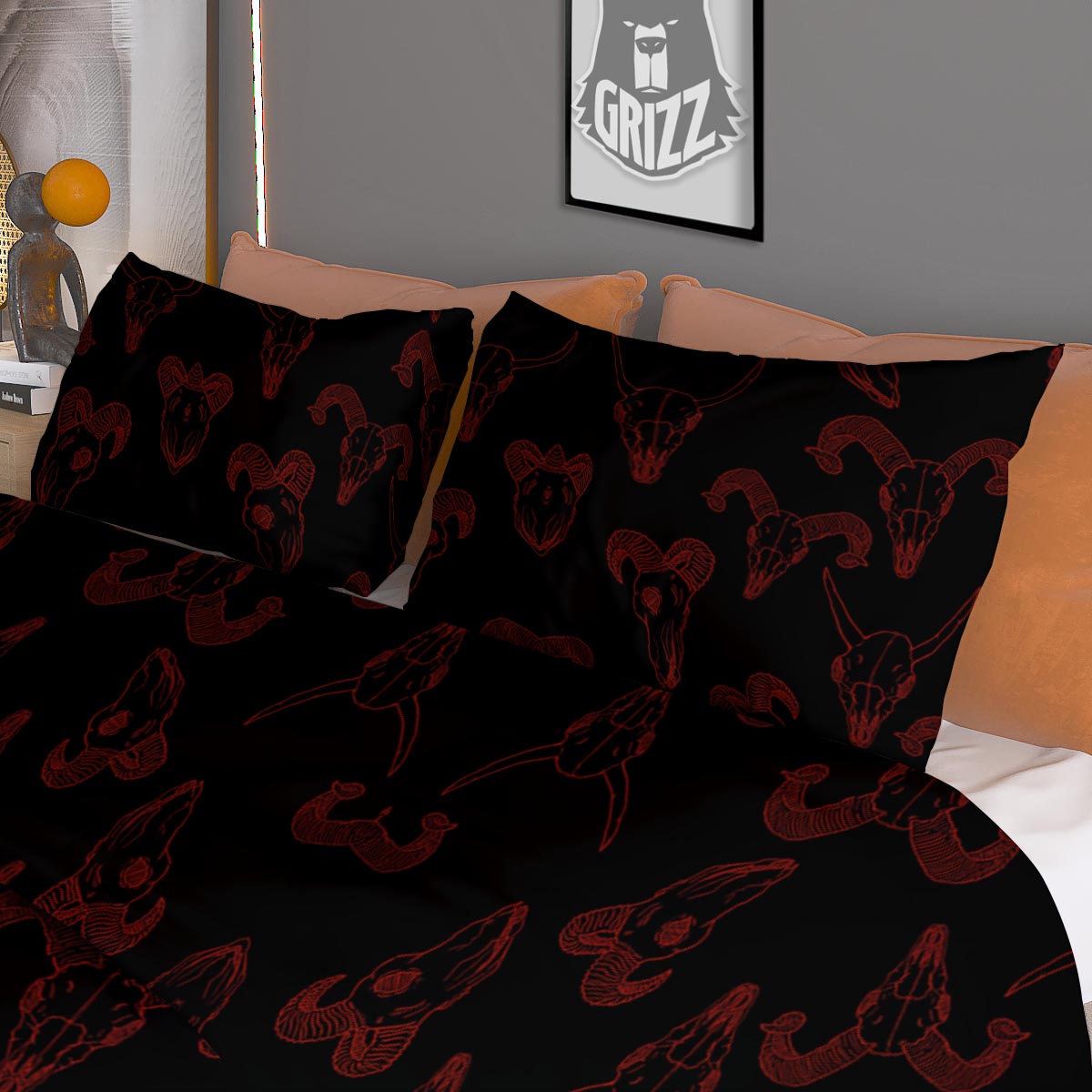 Bohemian Umber Floral Print Pattern Duvet Cover Bedding Set