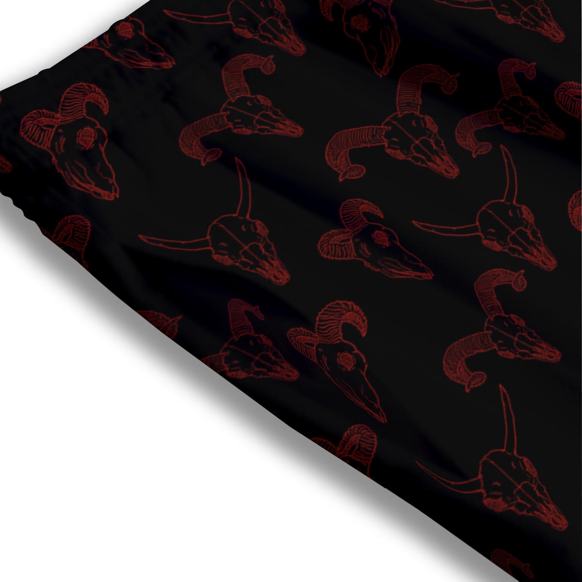 Bull Skull Black And Red Print Pattern Mesh Shorts