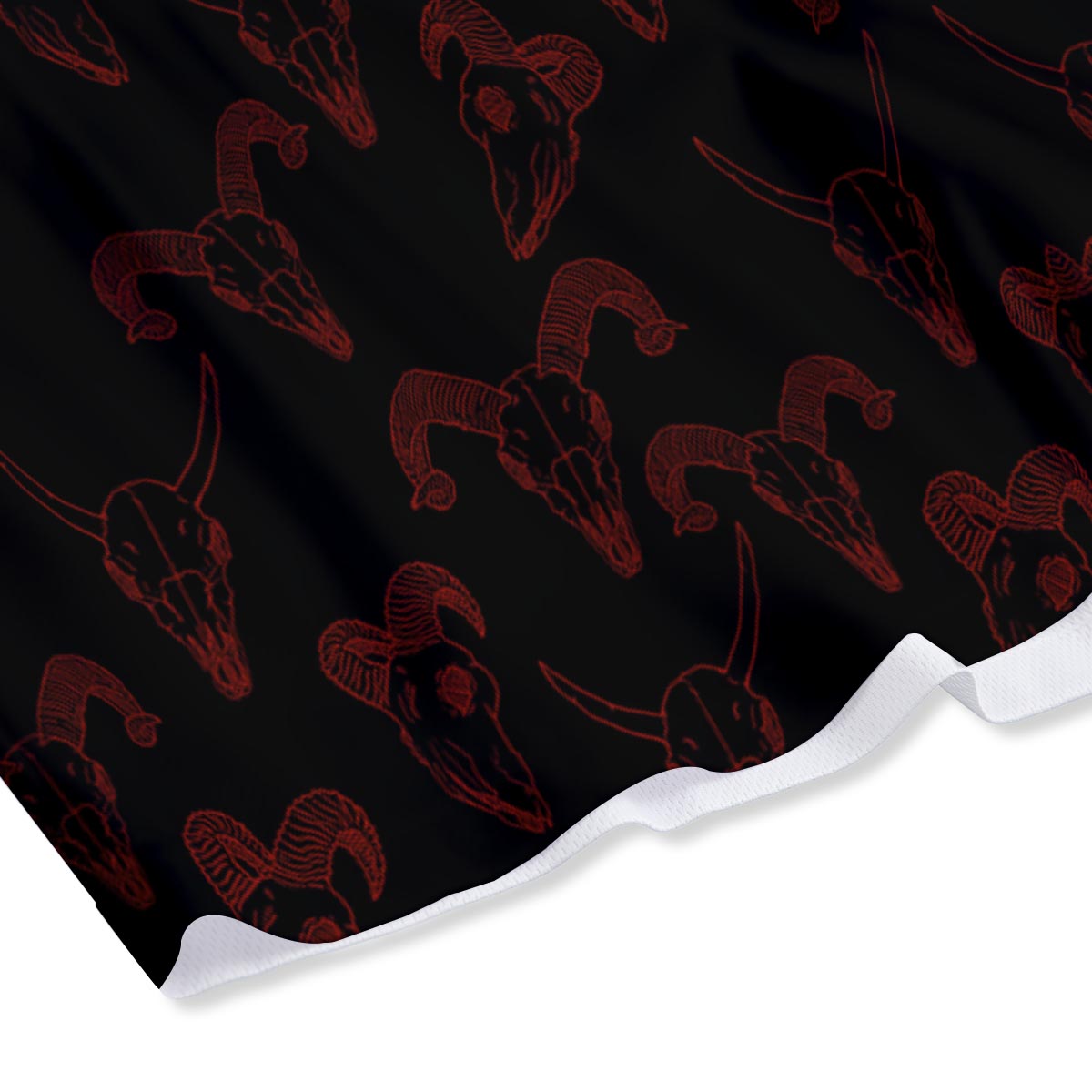 Bull Skull Black And Red Print Pattern Mesh Shorts