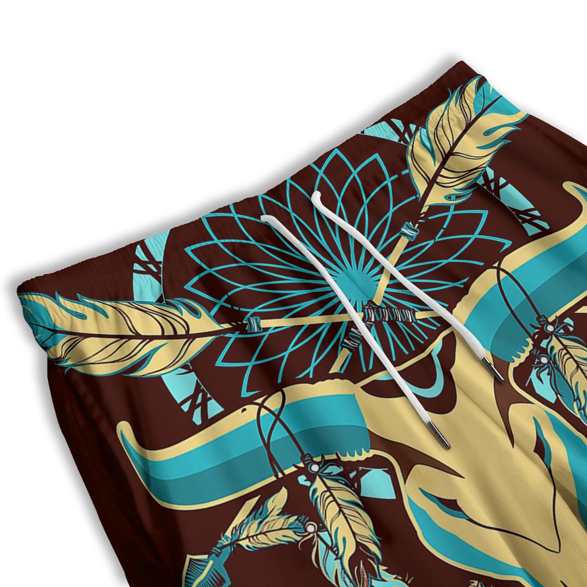 Bull Skull Indian Tribal Print Men's Athletic Shorts