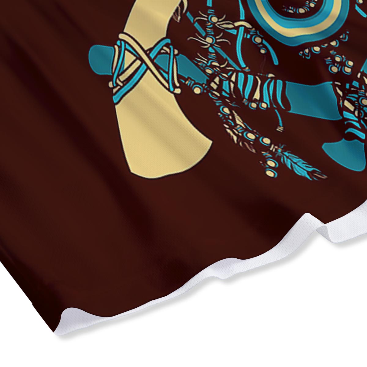 Bull Skull Indian Tribal Print Mesh Shorts