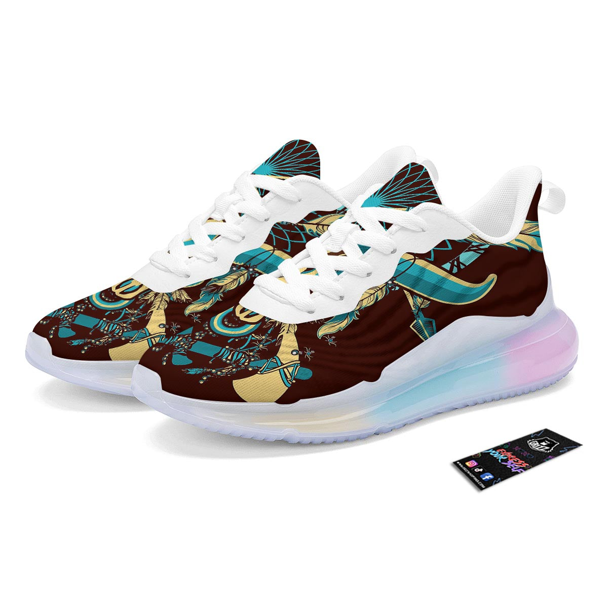 Bull Skull Indian Tribal Print Running Sneakers-grizzshop