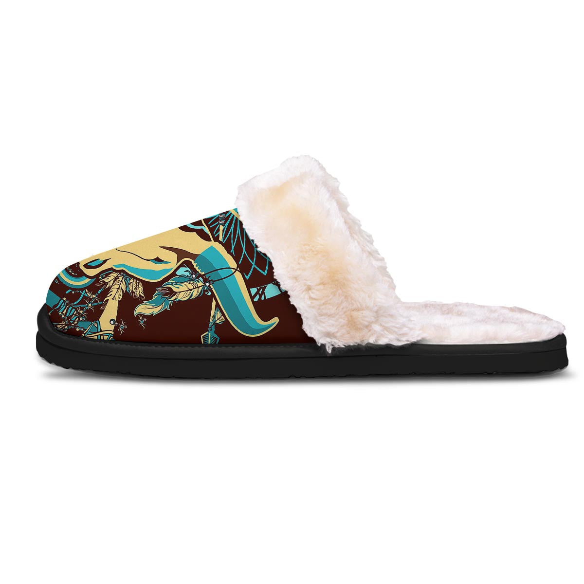 Bull Skull Indian Tribal Print Slippers-grizzshop