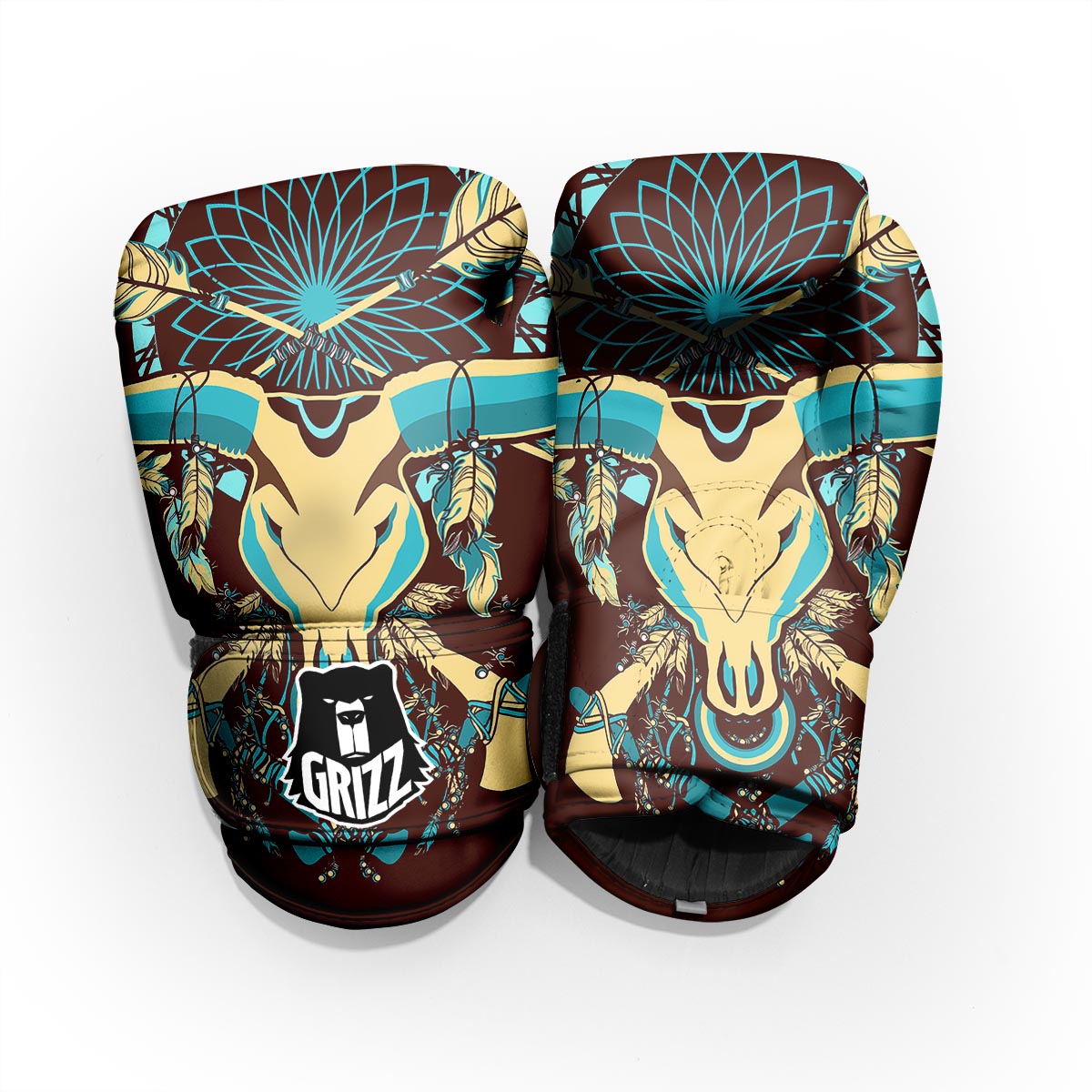 Bull Skull Indian Tribal Print Pro Boxing Glove