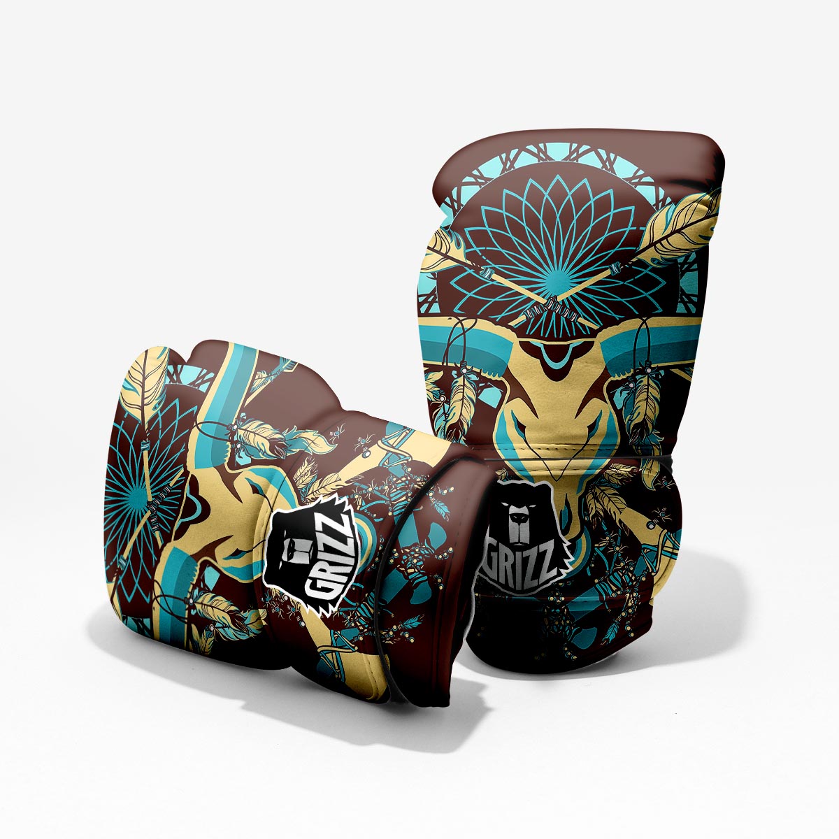 Bull Skull Indian Tribal Print Pro Boxing Glove