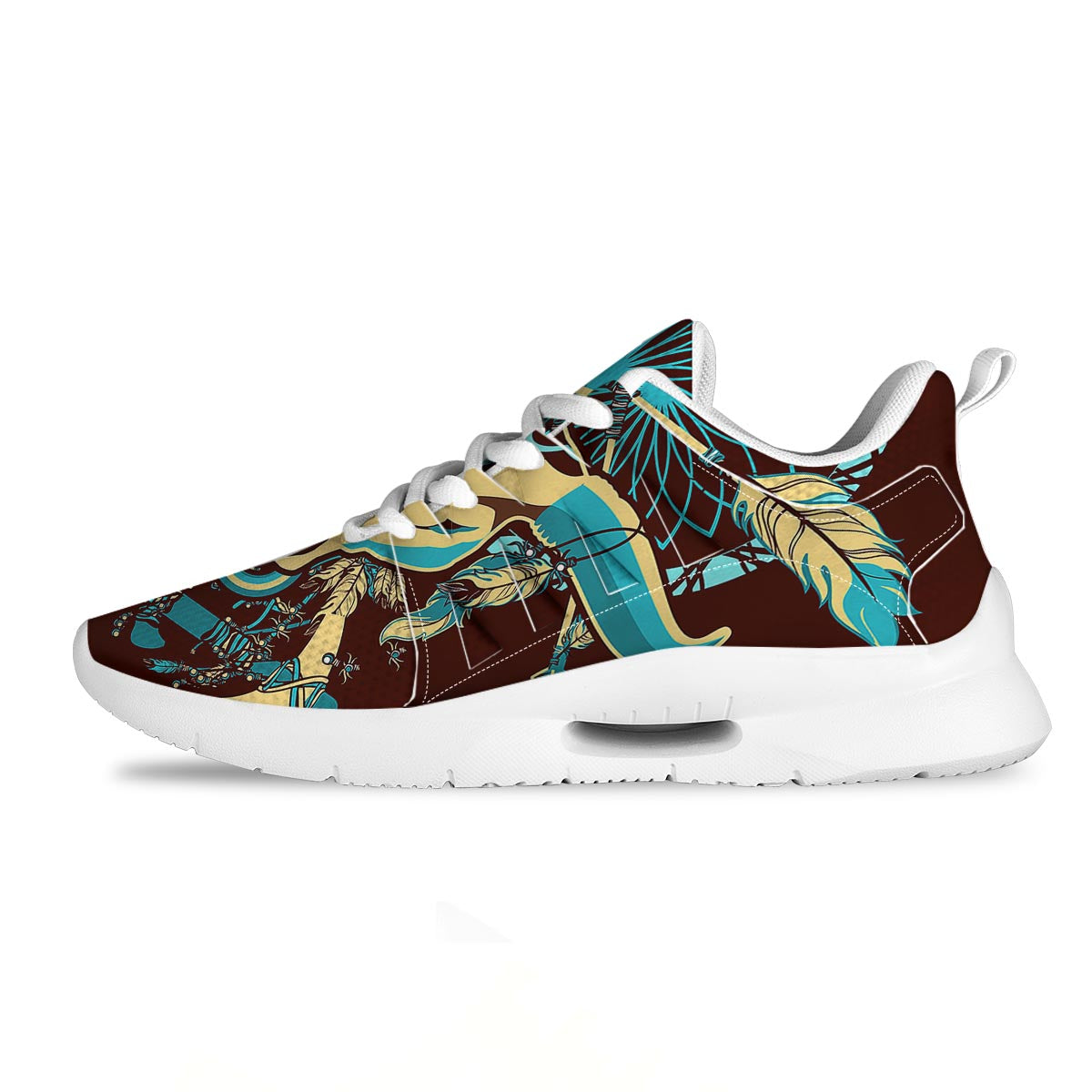 Bull Skull Indian Tribal Print Tennis Shoes-grizzshop