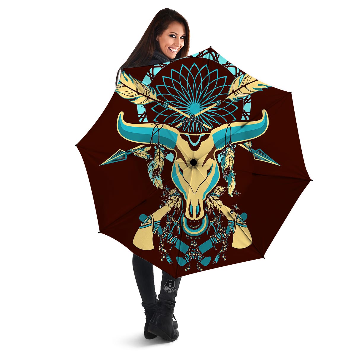 Bull Skull Indian Tribal Print Umbrella-grizzshop