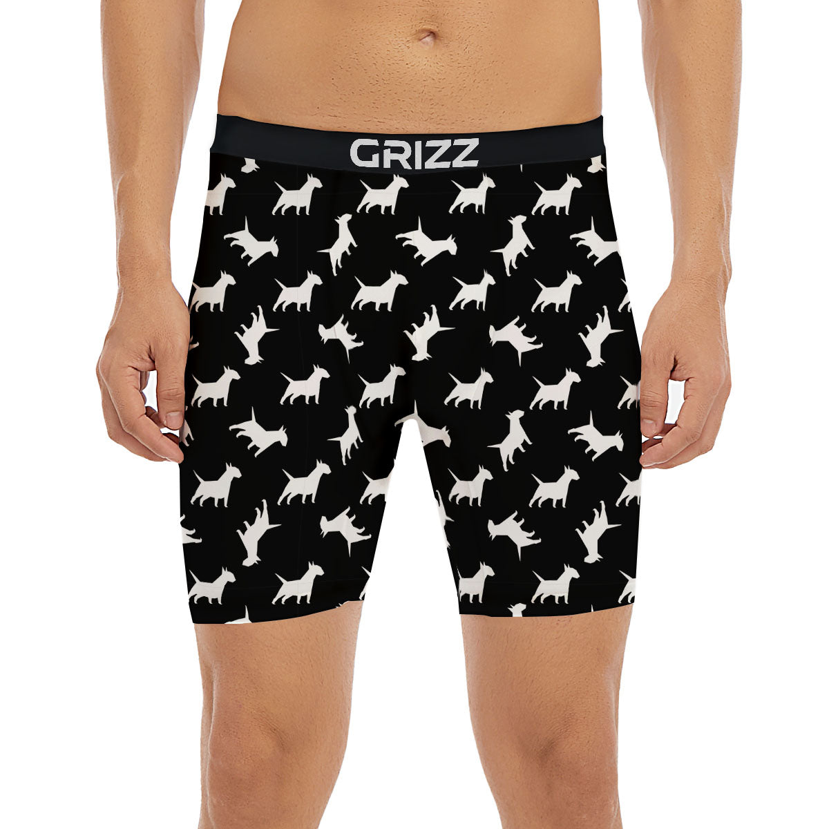 Bull Terrier Black Print Pattern Boxer Briefs-grizzshop