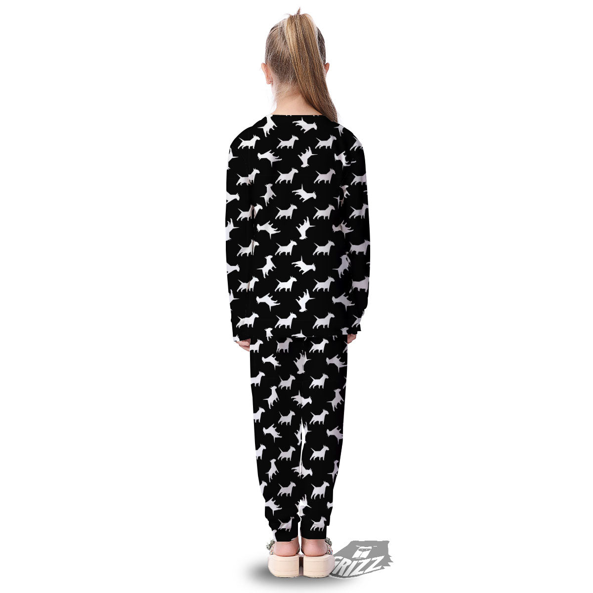 Bull Terrier Black Print Pattern Kid's Pajamas-grizzshop
