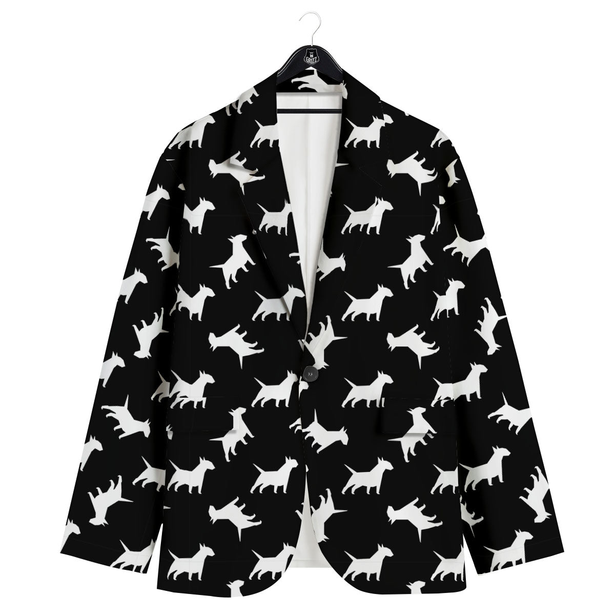 Bull Terrier Black Print Pattern Men's Sport Coat-grizzshop