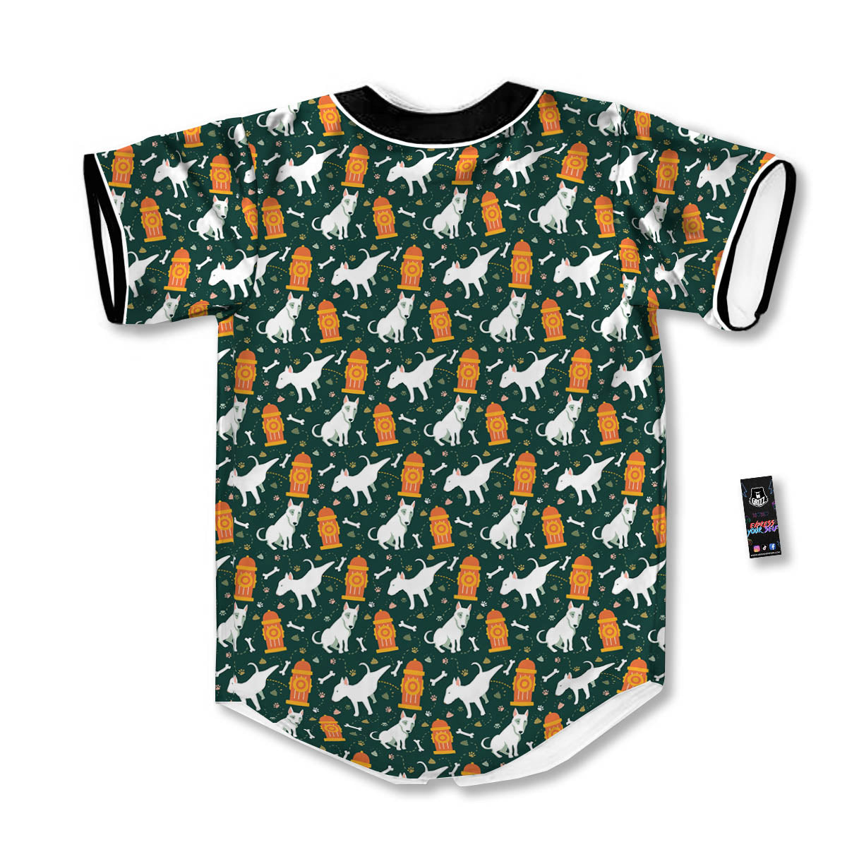 Bull Terrier Cartoon Print Pattern Baseball Jersey-grizzshop