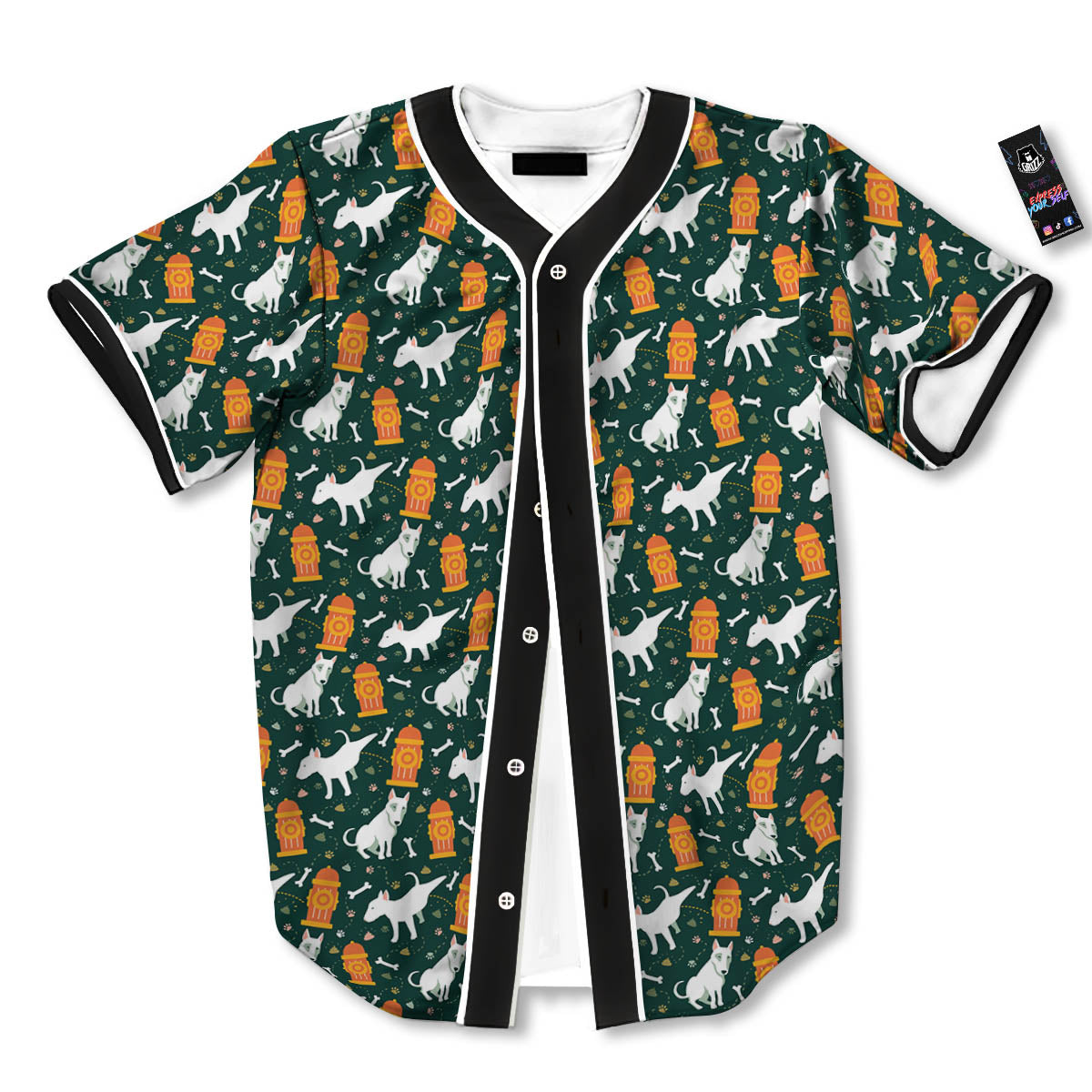 Bull Terrier Cartoon Print Pattern Baseball Jersey-grizzshop