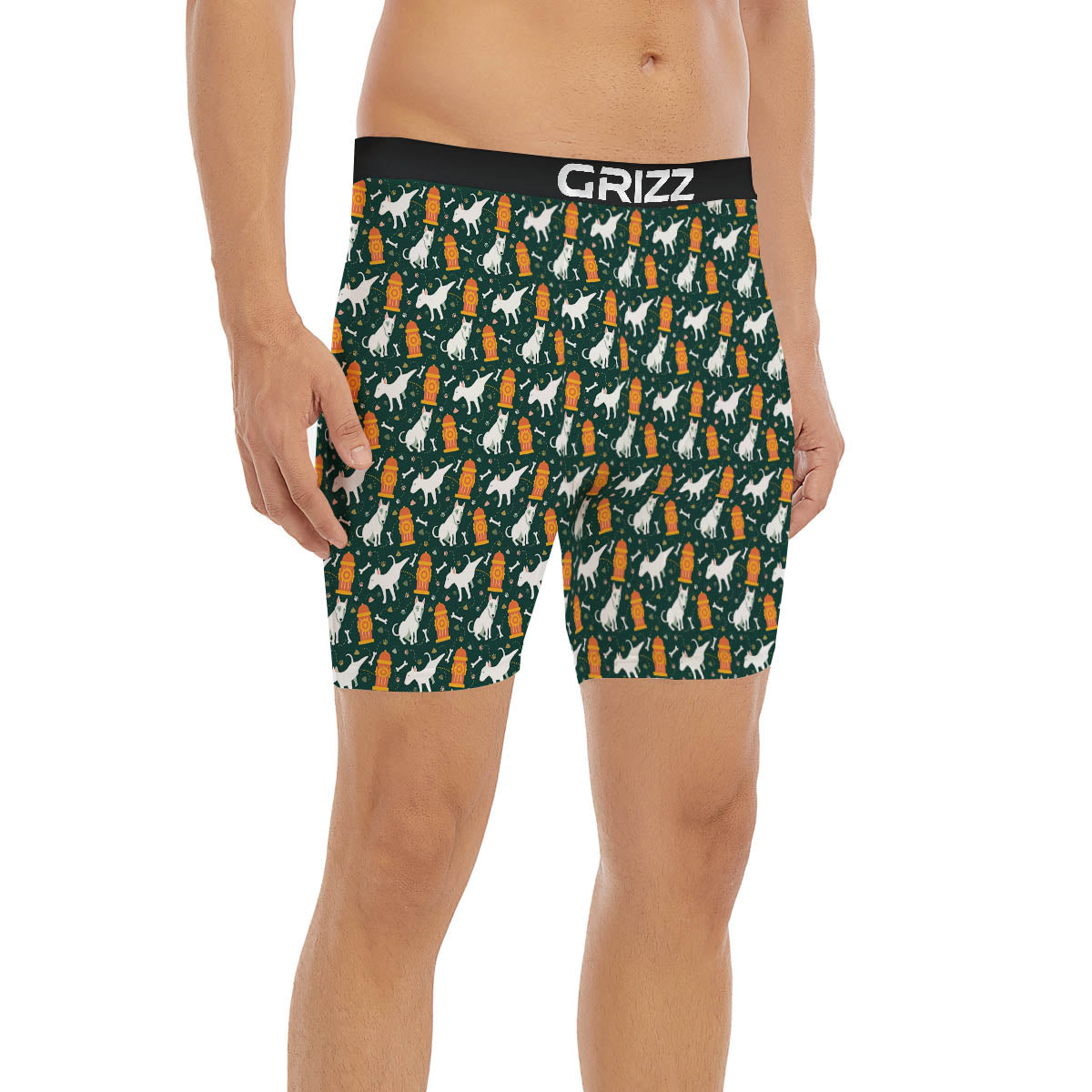 Bull Terrier Cartoon Print Pattern Boxer Briefs-grizzshop