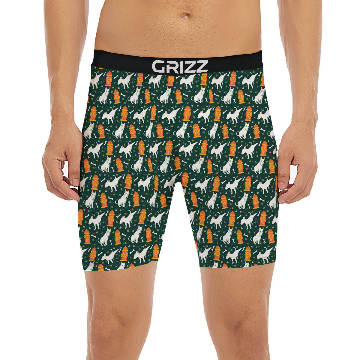 Bull Terrier Cartoon Print Pattern Boxer Briefs-grizzshop