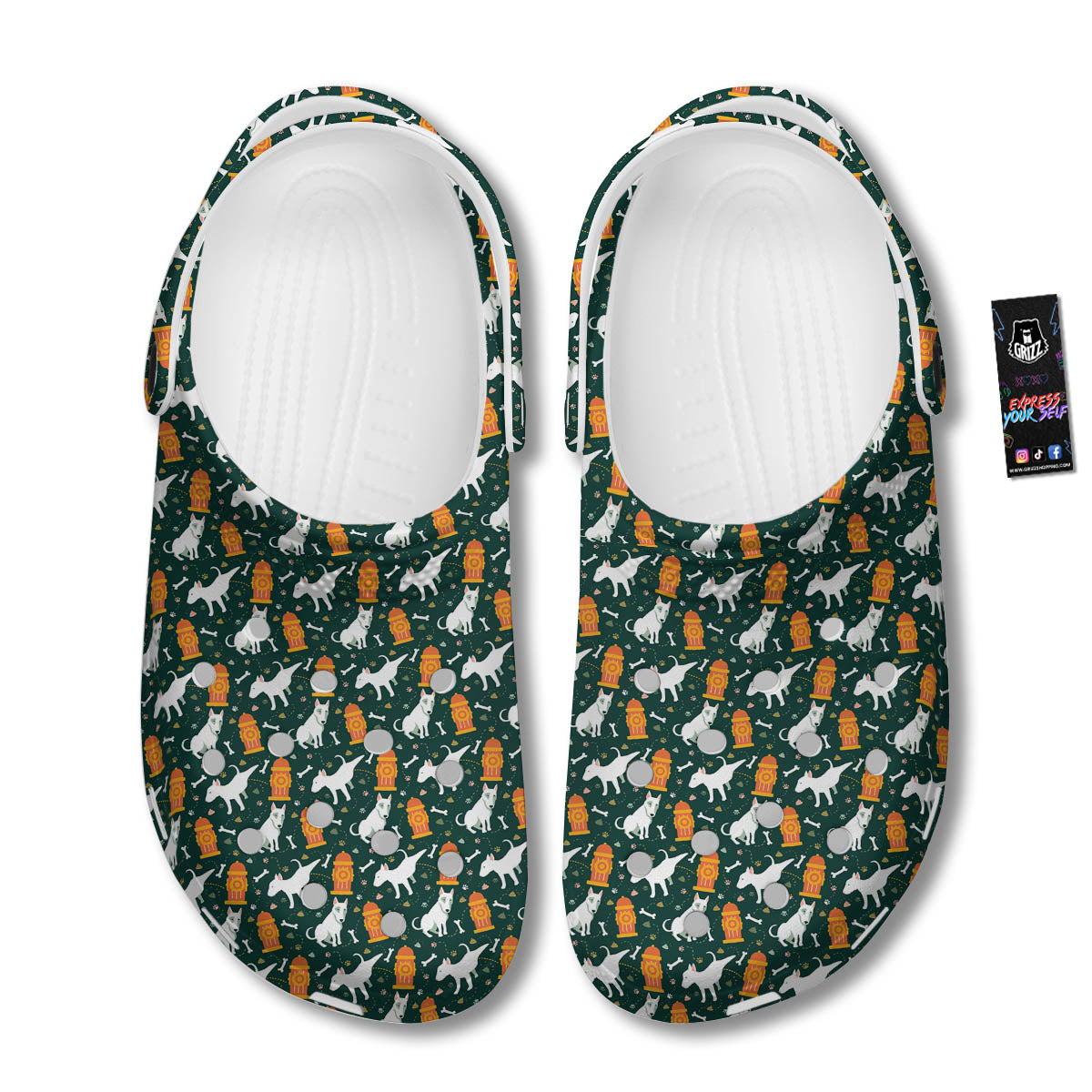 Bull Terrier Cartoon Print Pattern Clog-grizzshop