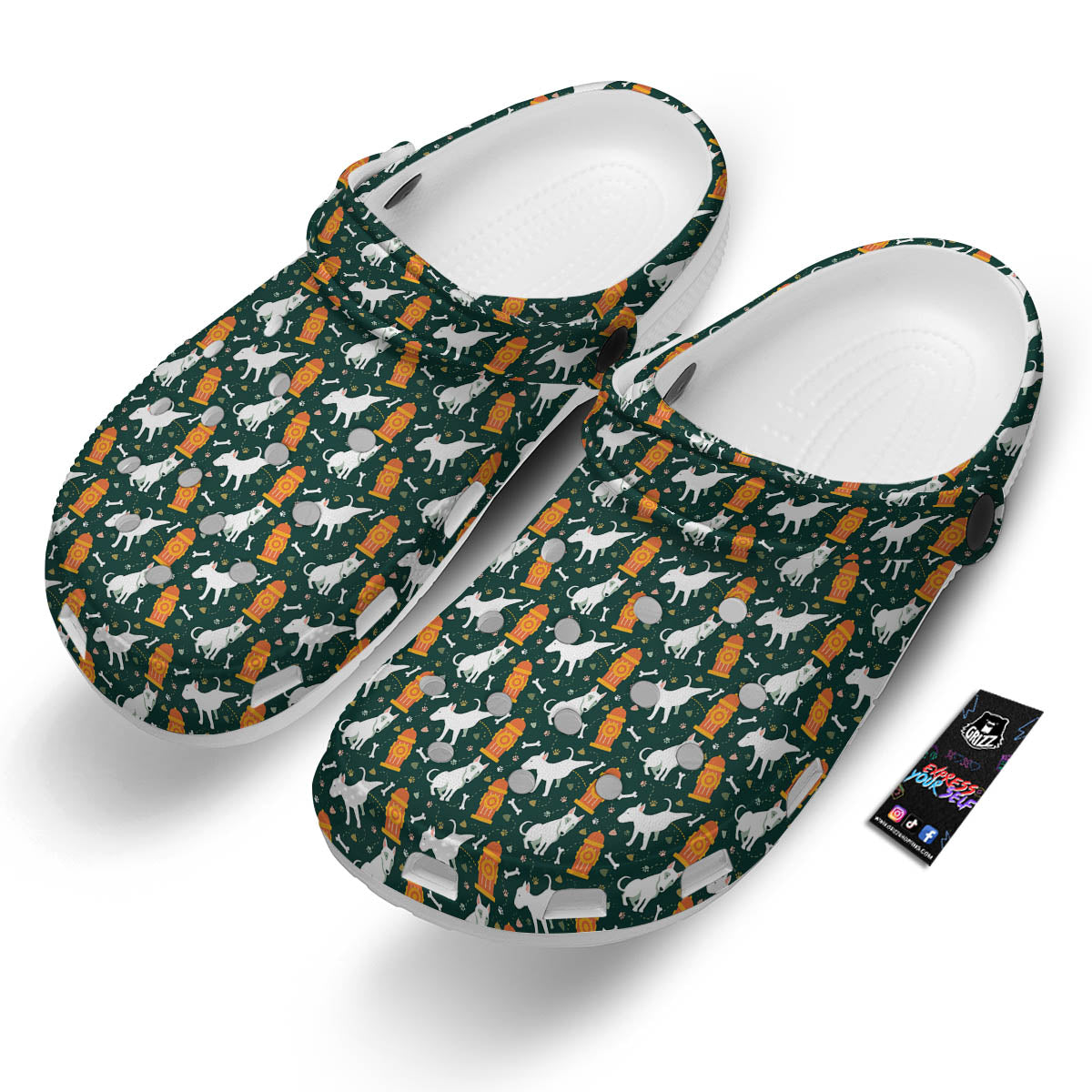 Bull Terrier Cartoon Print Pattern Clog-grizzshop
