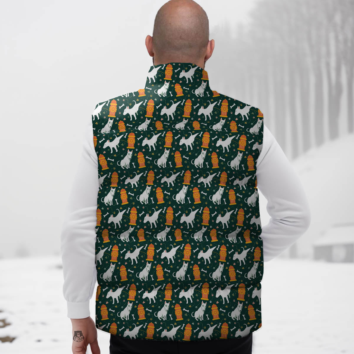 Bull Terrier Cartoon Print Pattern Down Vest