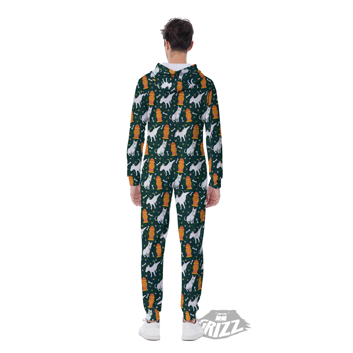 Bull Terrier Cartoon Print Pattern Men's Jumpsuit-grizzshop