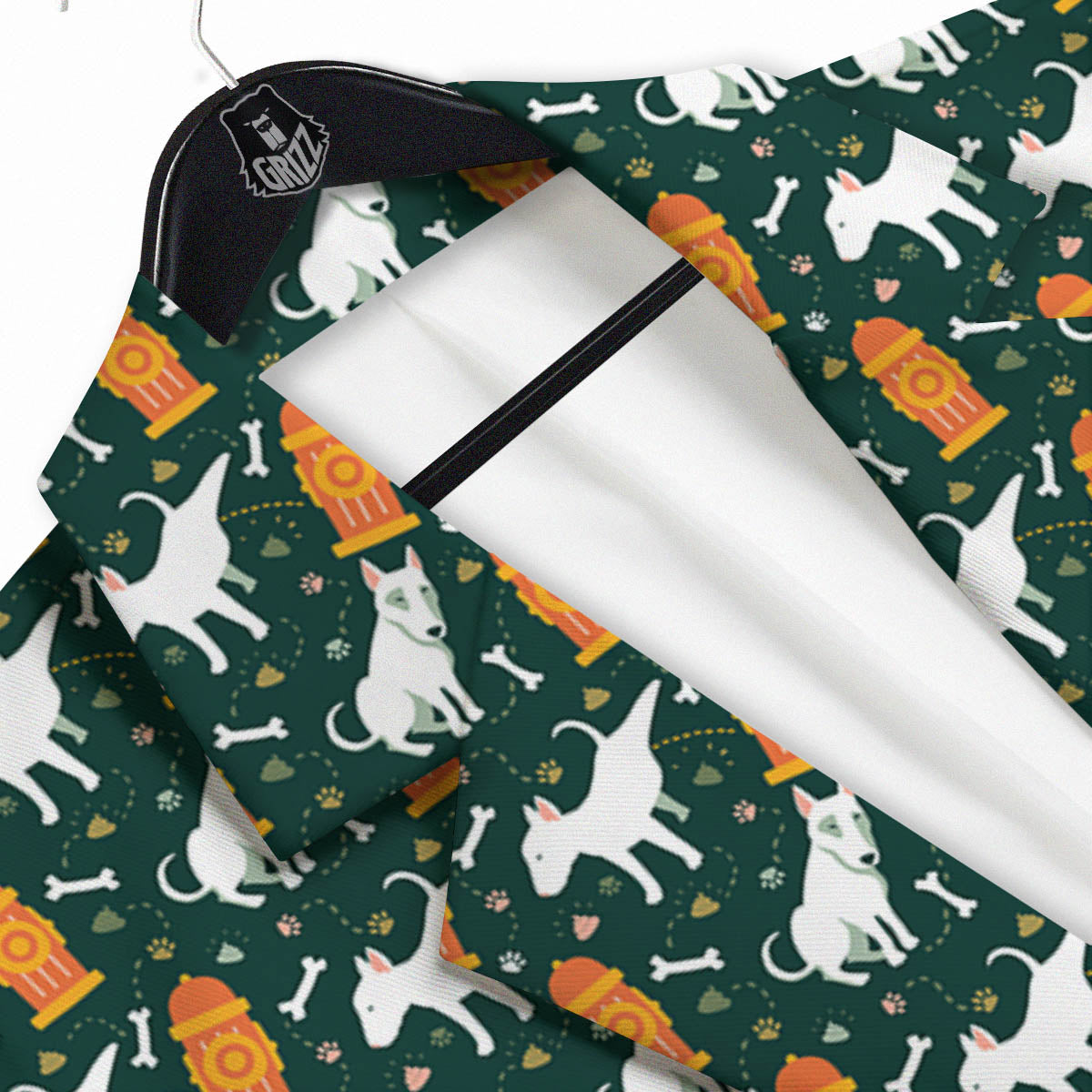 Bull Terrier Cartoon Print Pattern Men's Sport Coat-grizzshop