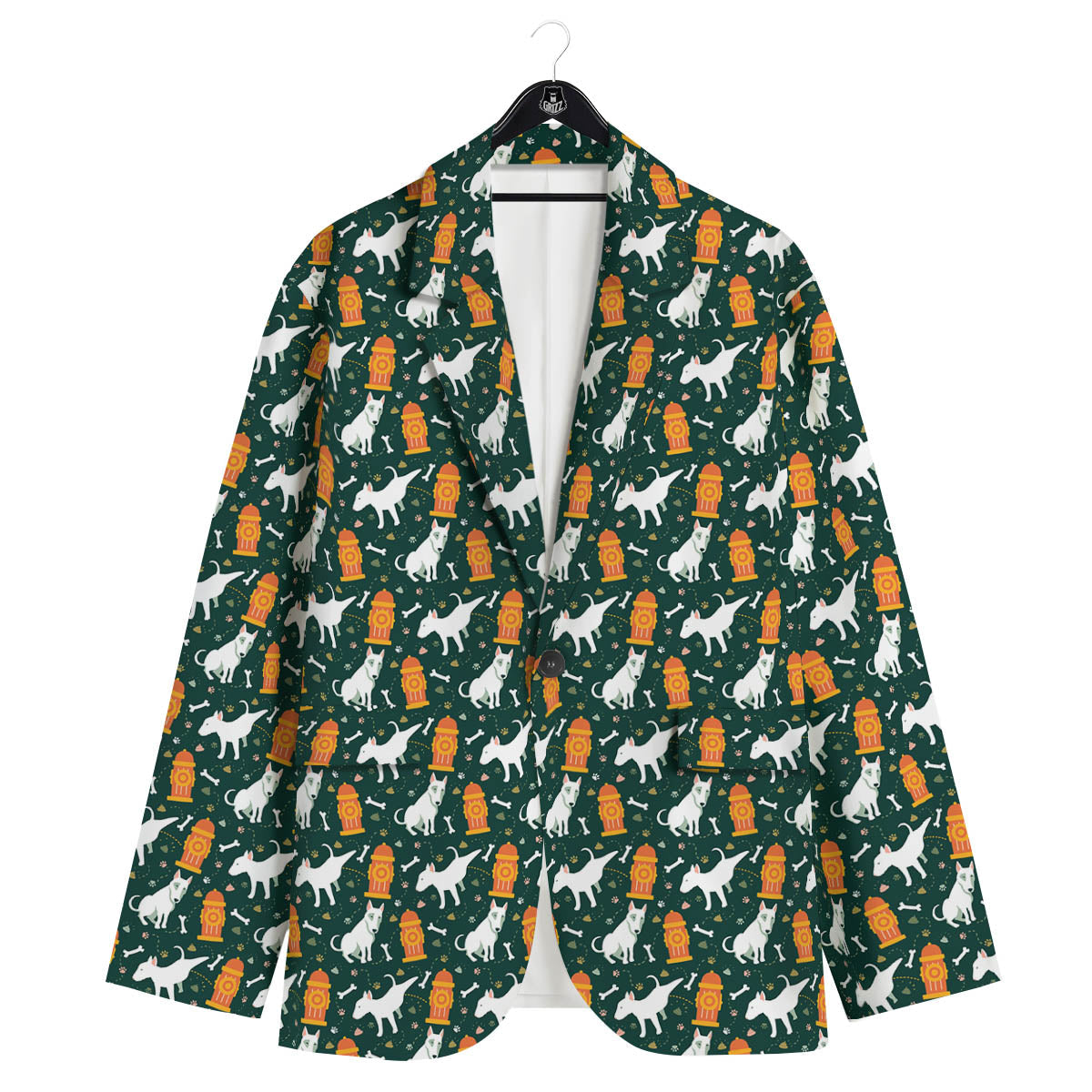 Bull Terrier Cartoon Print Pattern Men's Sport Coat-grizzshop