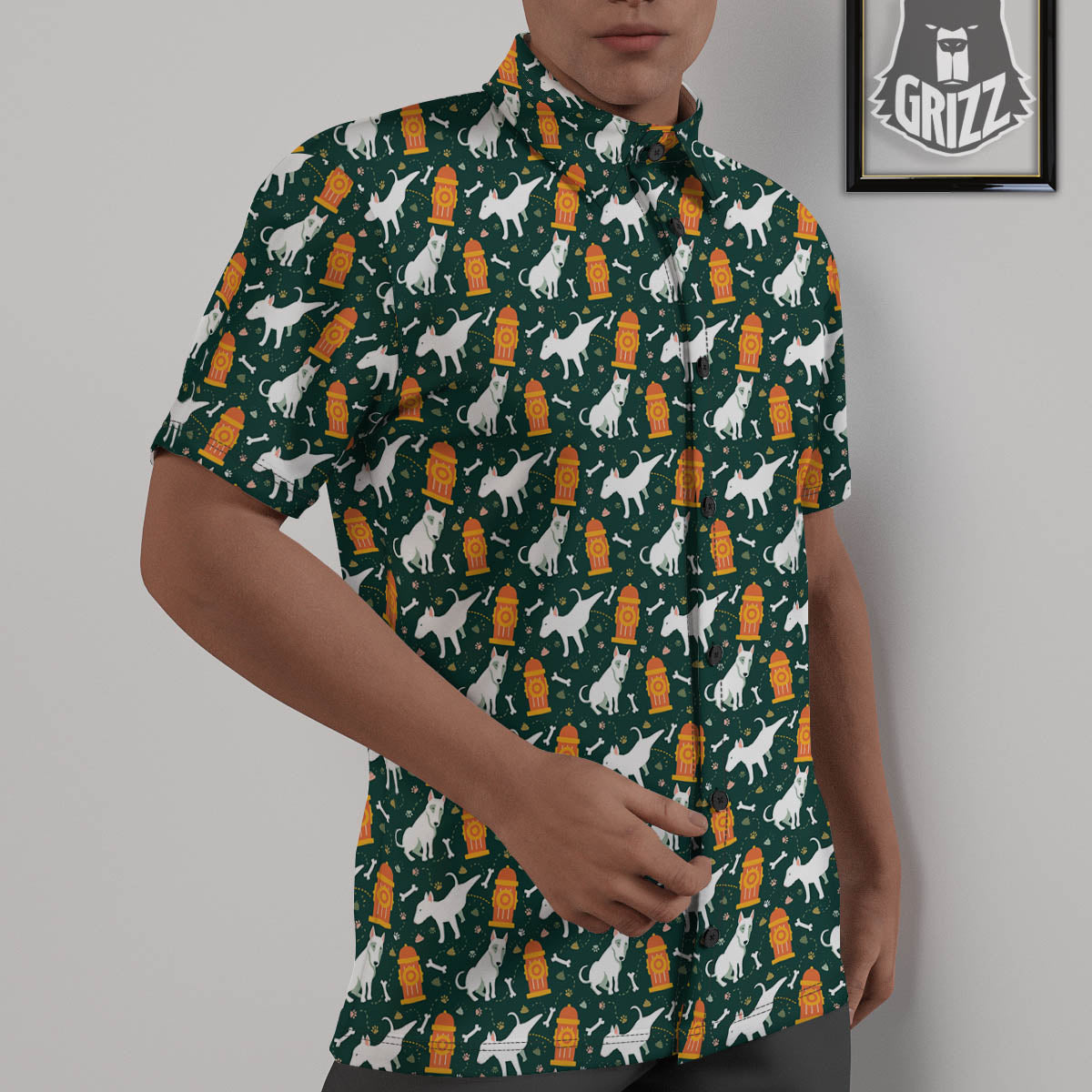 Bull Terrier Cartoon Print Pattern Untucked Shirts-grizzshop