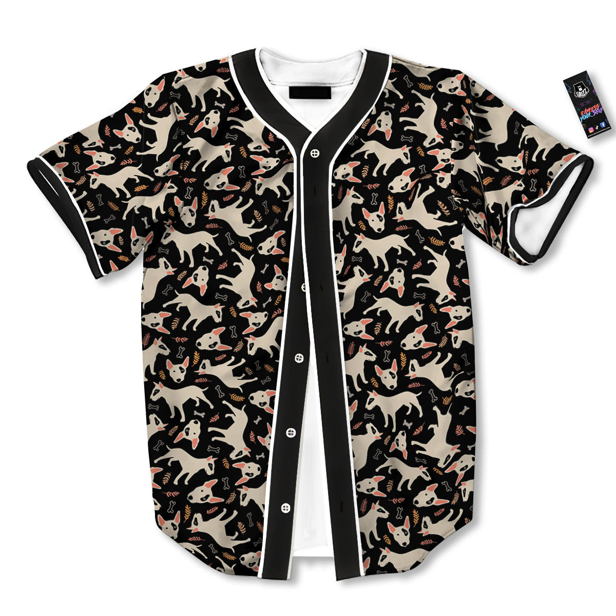 Bull Terrier Doodle Print Pattern Baseball Jersey-grizzshop