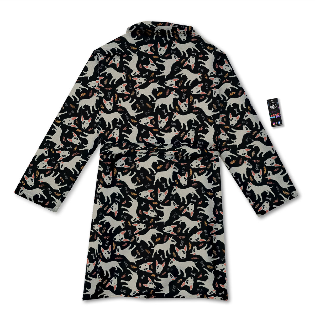 Bull Terrier Doodle Print Pattern Bathrobe-grizzshop
