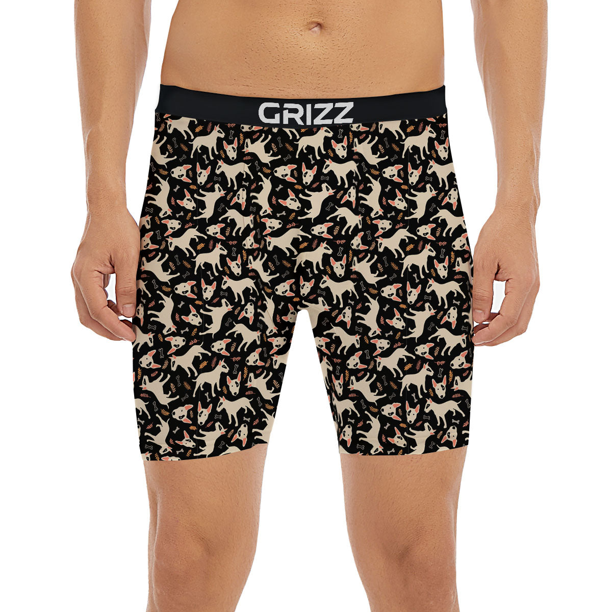 Bull Terrier Doodle Print Pattern Boxer Briefs-grizzshop