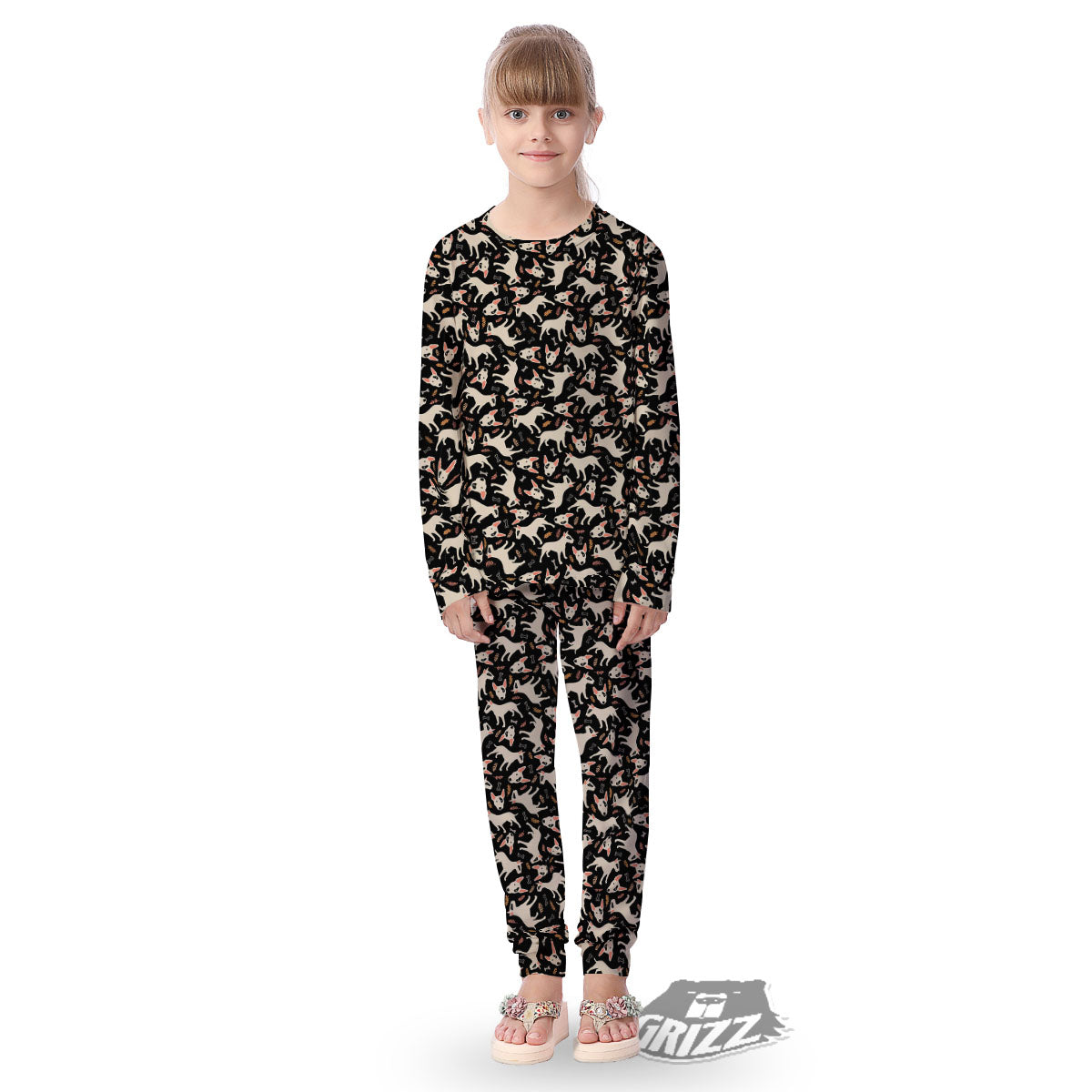 Bull Terrier Doodle Print Pattern Kid's Pajamas-grizzshop