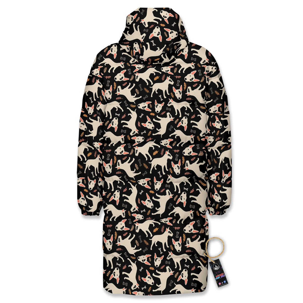 Bull Terrier Doodle Print Pattern Long Down Jacket-grizzshop